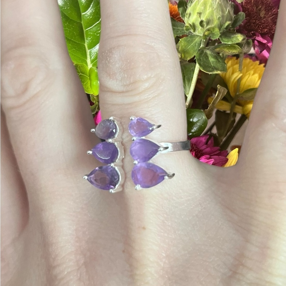 Amethyst Adjustable Silver Ring
